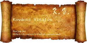 Kovácsi Vitális névjegykártya